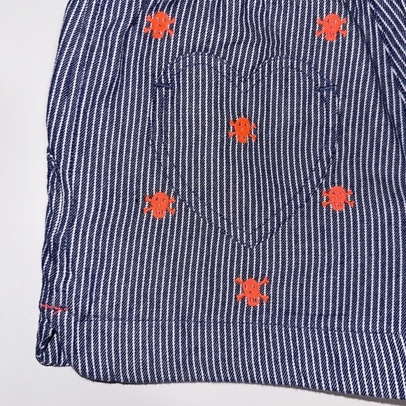 Mini Boden Girls 10 Years Railroad Stripe Neon Skull Cotton Shorts Heart Pockets - Picture 2 of 7